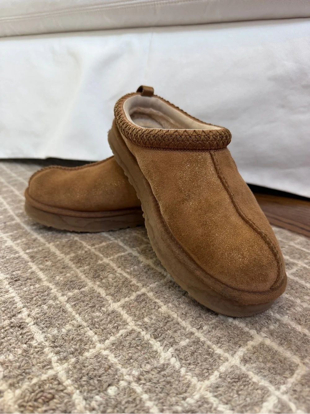UGG Kids Chestnut Brown Suede Slip-On Clogs